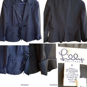 LILY PULITZER VINTAGE 90’S‎  BLACK BLAZER WITH RIBBON TIE FRONT. SIZE SMA…